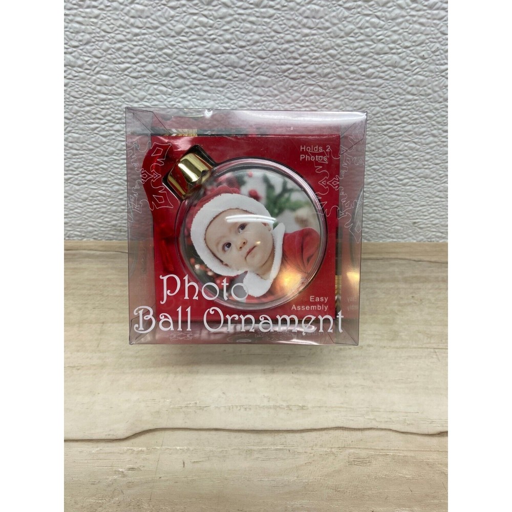 Photo Ball Christmas Ornament Hold 2 Photos